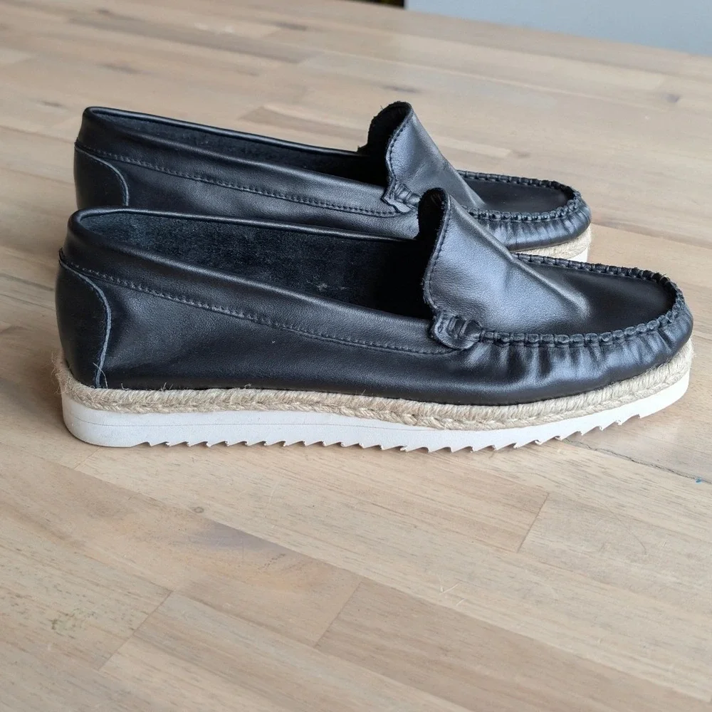 Leonardo Black Leather Loafers‎ Made in Italy Womens Size 38 US 8